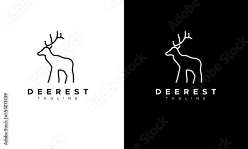 Deer line art logo design, Modren minimalist deer logo icon
