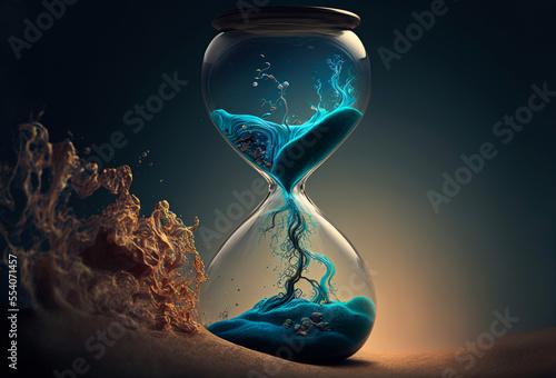 Fototapeta Relaxed sand of time in the hourglass, concept art