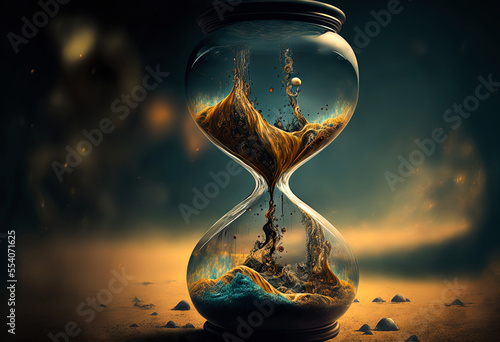 Slika na platnu Calm sand of time in the hourglass, Digital art