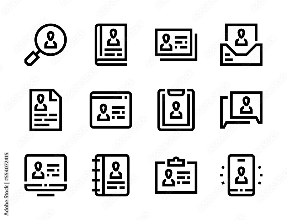 Profile, Bio and User information line vector icons. Account details and Personal review editable stroke outline icon set.
