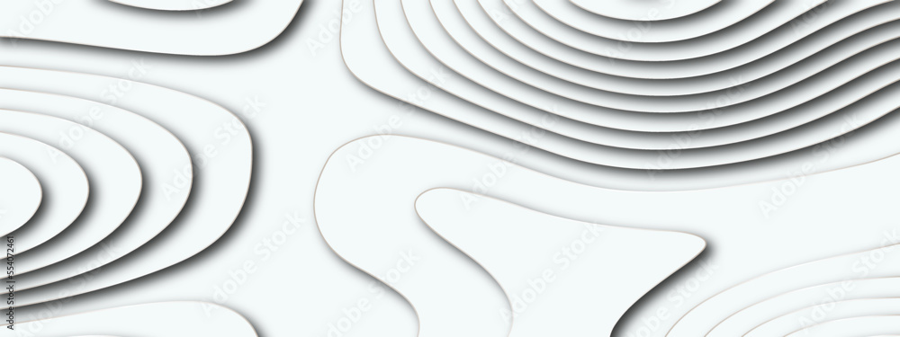 Abstract white paper cut shapes background with shadow and topography ...