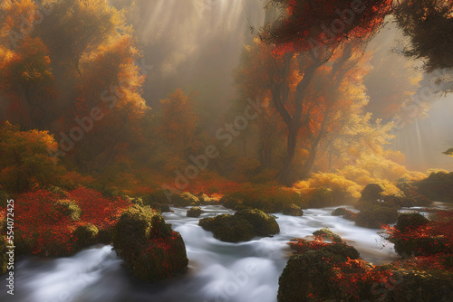 dreamy autumn forest landscape