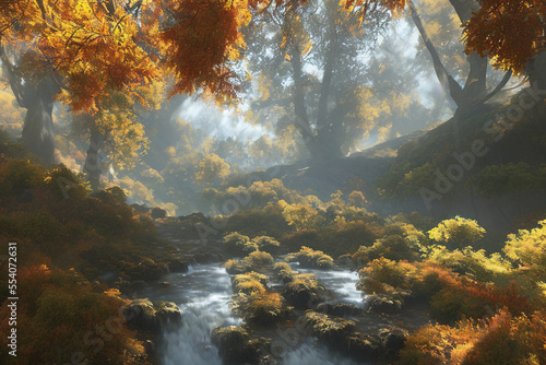 dreamy autumn forest landscape