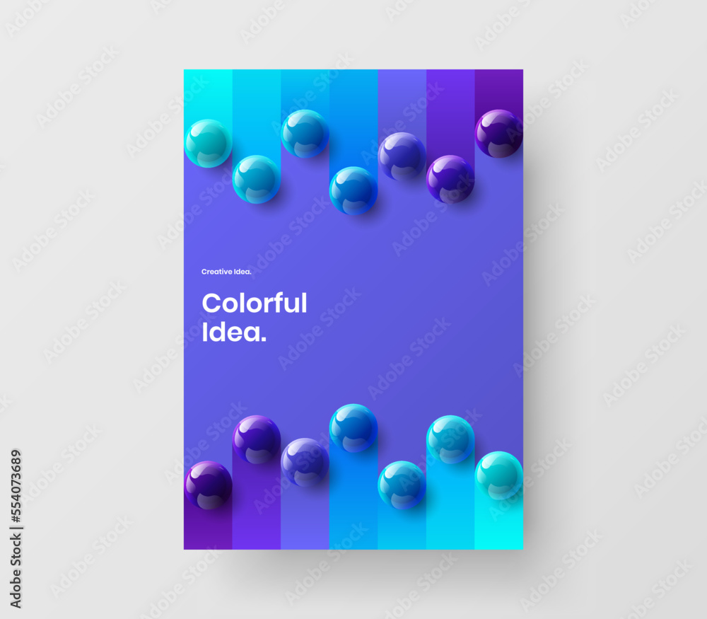 Clean cover vector design layout. Isolated 3D balls banner concept.