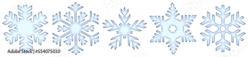 Set of icy snowflakes on a transparent background - digital illustration.