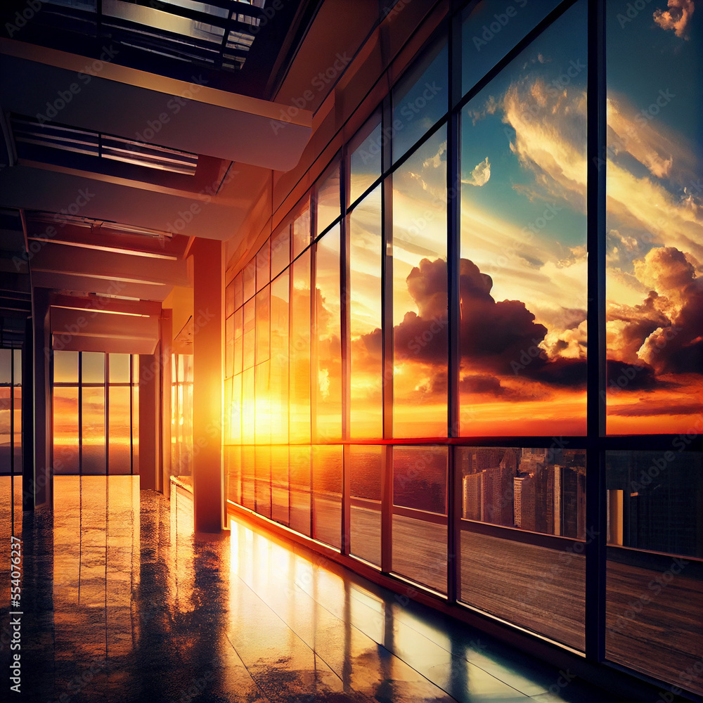 Fototapeta premium View from office building during sunset