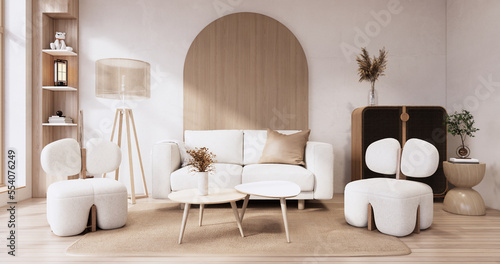 Muji style, Empty wooden room,Cleaning japandi room interior.