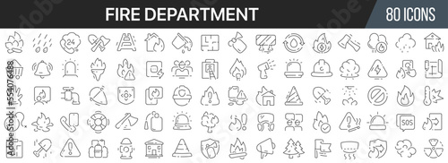 Fire department line icons collection. Big UI icon set in a flat design. Thin outline icons pack. Vector illustration EPS10 © stas111
