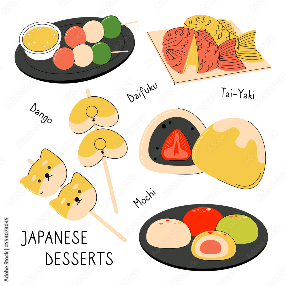 bright vector illustration of Asian food.