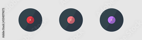 Vinyl record outline icon.  Retro music concept. Vintage gramophone colored disc symbol. Flat retro design.