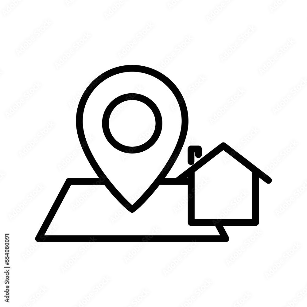 Map icon illustration with house. suitable for location icon. line icon style. icon related to construction. Simple vector design editable Map icon illustration with house. suitable for location icon. line icon style. icon related to construction. Simple vector design editable