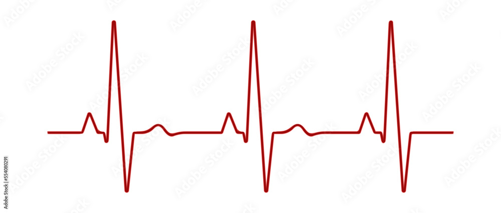 Heart rate graph. Heart beat line. Ekg icon wave. Red color. Sound wave line. Medical design. - obrazy, fototapety, plakaty 