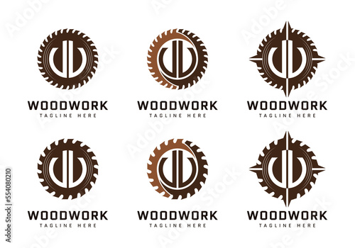 Monogram V Letter in sawmill. Perfect for woodworker, industrial and construction logos