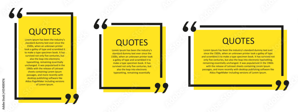 Quote box frame, big set. Texting quote blank template boxes. Blank template,  quotation bubble, bubble blog quotes symbols. Stock Vector | Adobe Stock