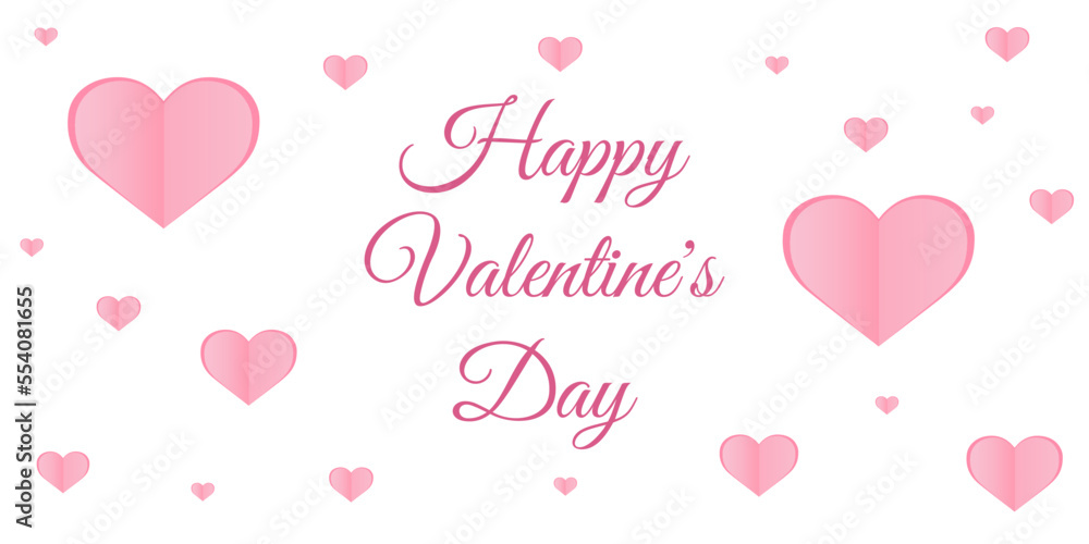Valentine's Day greeting card template. Hearts on a pink background and Valentine's Day text. Vector. Valentine's Day greeting card template. Hearts on a pink background and Valentine's Day text. Vector.