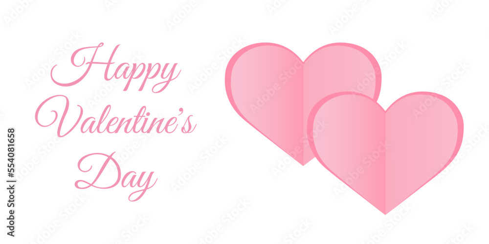 Valentine's Day greeting card template. Text and hearts. Vector.