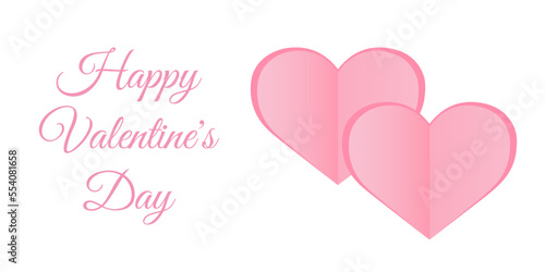 Valentine's Day greeting card template. Text and hearts. Vector.