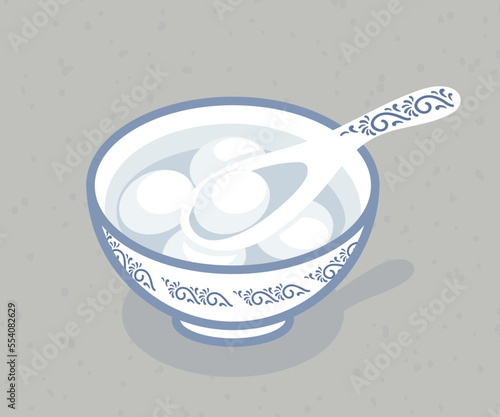 Southern Rice Balls Ningbo. Winter solstice, yuan xiao cuisine. lantern festival. Soup balls, sweet filling, red bean paste, black sesame, marmalade puree and melted sugar. Chinese New Year dessert