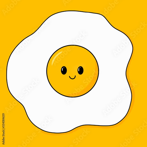 fryied Egg illustration cute with smile photo
