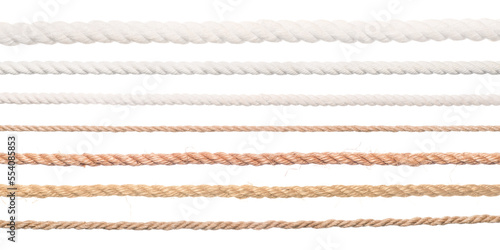 Ropes set. Collection of different straight long ropes. Png isolated with transparency © eshma