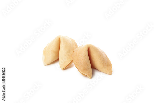 Chinese fortune cookies with prediction words, isolated on white background