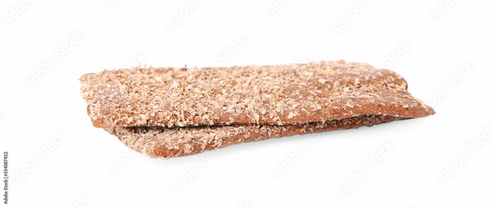 Fresh crunchy rye crispbreads isolated on white Fresh crunchy rye crispbreads isolated on white