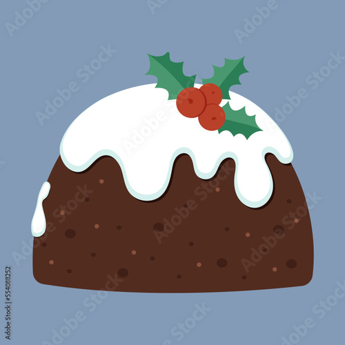Traditional New Year food, Christmas pudding, Christmas baking, cake with cream, panettone