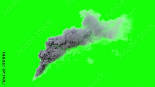 chimney smoke. on green background. heavy factory smoke. pollution smoke animation