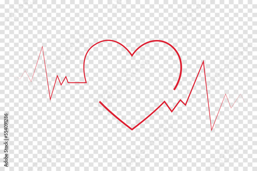Abstract vector illustration of a heartbeat with heart shape.