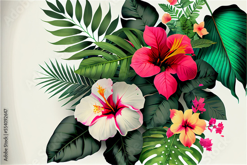 lush vegetation and hibiscu...