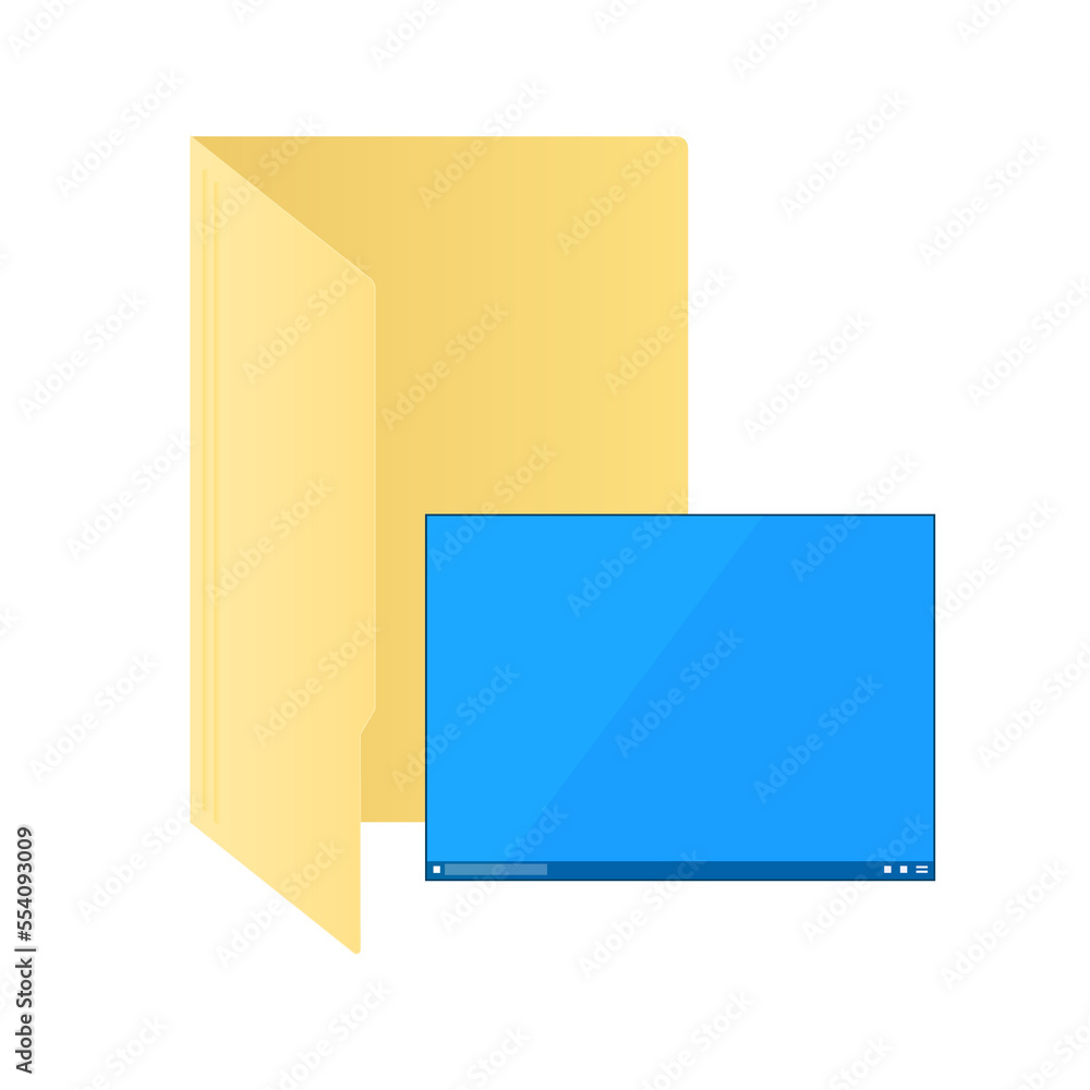 File computer folder with desktop icon isolated on white background File computer folder with desktop icon isolated on white background