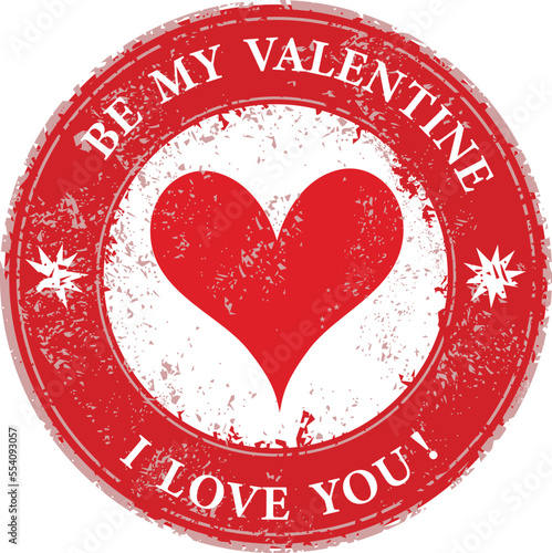 valentines day stamp grunge vector heart
