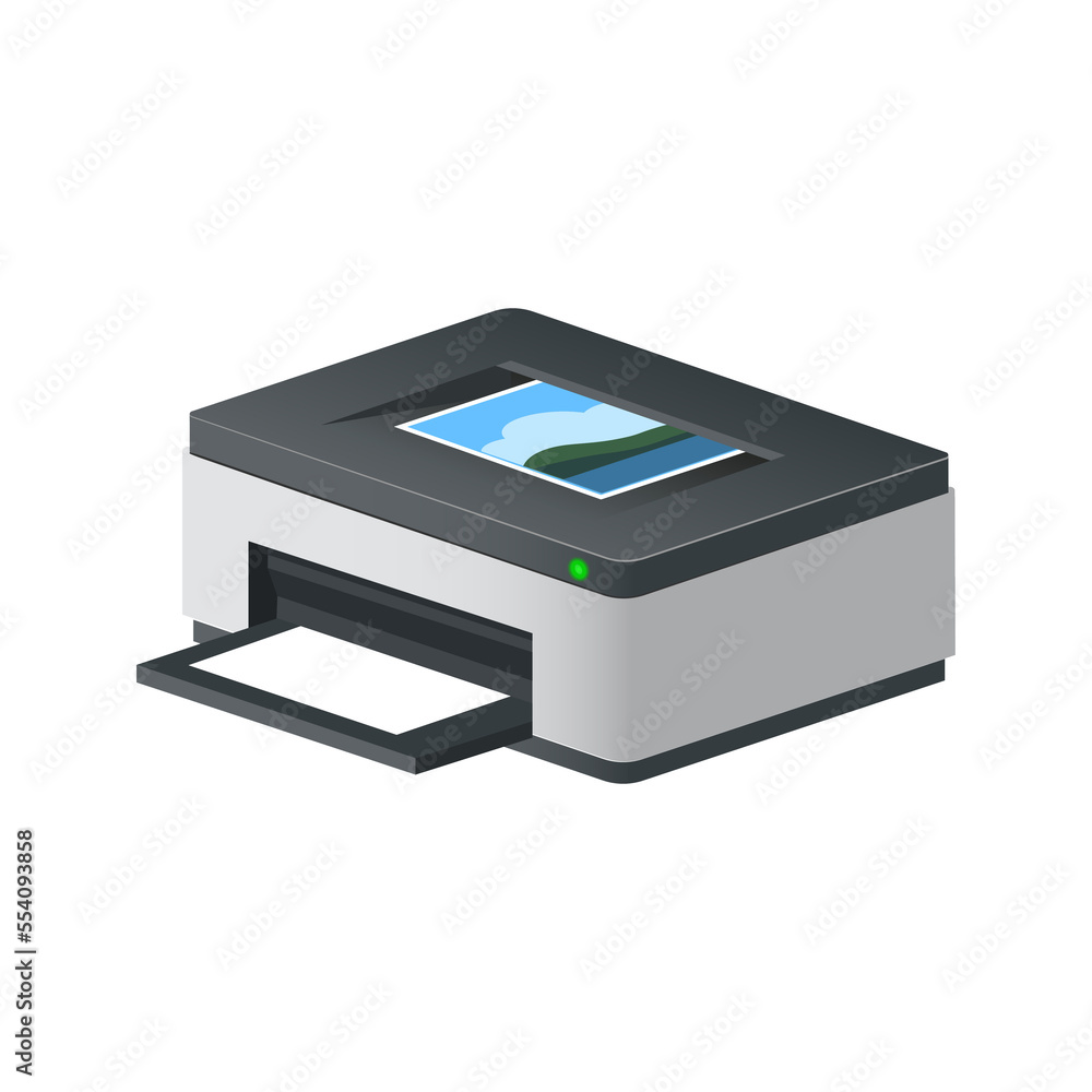 Volumetric printer icon for personal computer or system unit Volumetric printer icon for personal computer or system unit