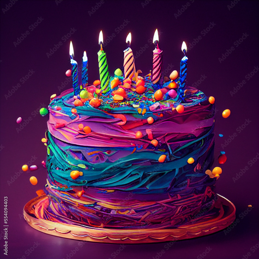 birthday cake with candles Stock Illustration | Adobe Stock