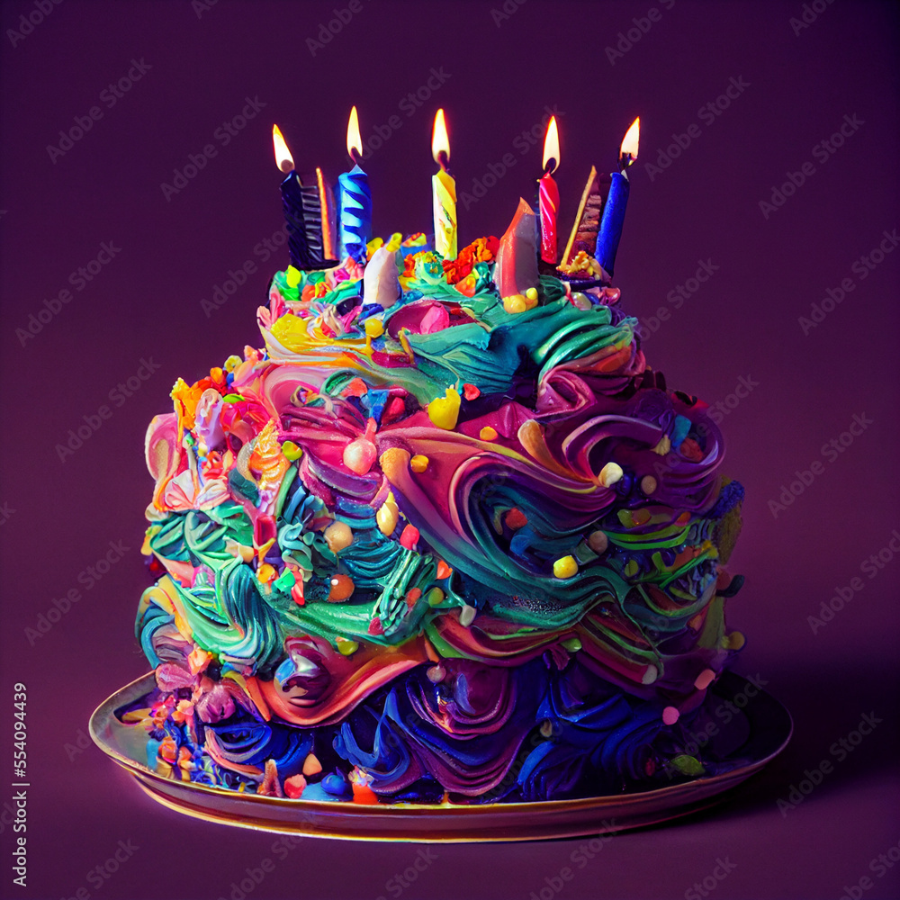 birthday cake with candles Stock Illustration | Adobe Stock