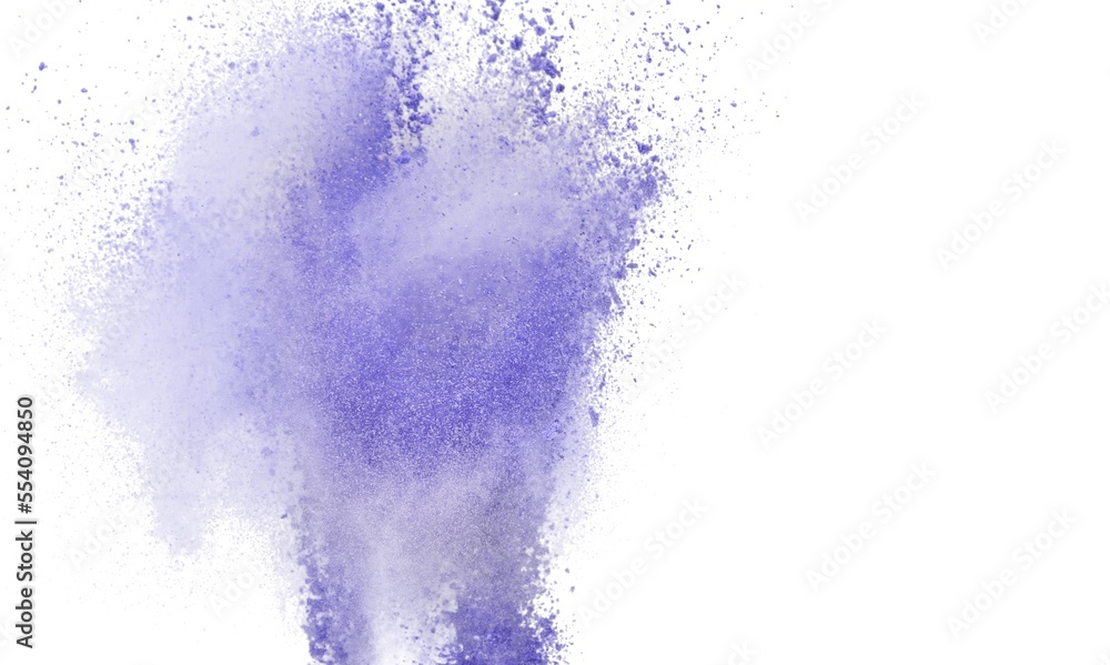 Violet paint in water splash. Peri Color of the year 2022. Very.