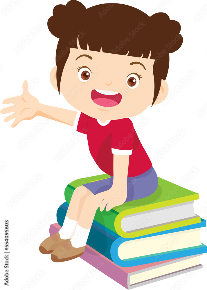 children reading books kids Cartoon Studying