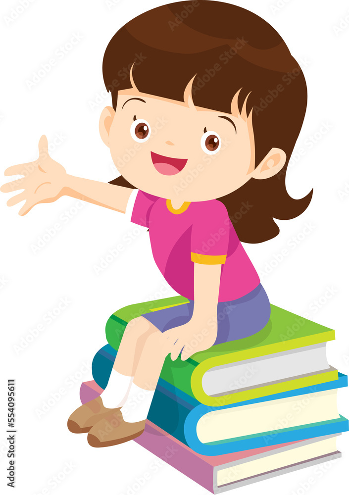 children reading books kids Cartoon Studying