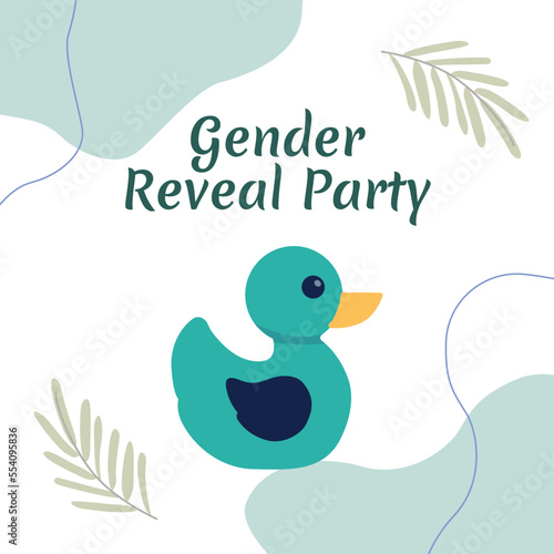Gender reveal party invitation card vector illustration