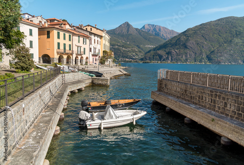 Lakefront of the San Siro village, situated on the shore of Lake Como, at autumn time, Lombardy, Italy photo