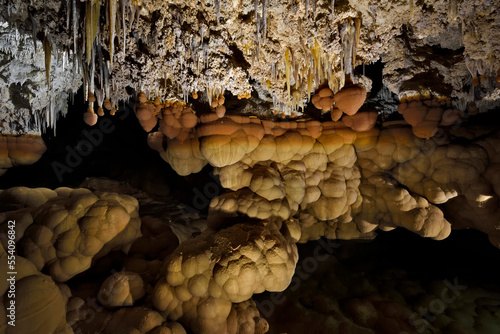 Cave mammillaries on the end of stalactites at Lake Castrovalva inside Lechuguilla Cave.;  Carlsbad Caverns National Park, New Mexico. photo