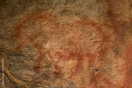 Drawing of Horse of Riumin on the Eastern panel in the Hall of Drawings of Shulgan-Tash (Kapova) cave, Ural Mountains; Russia photo