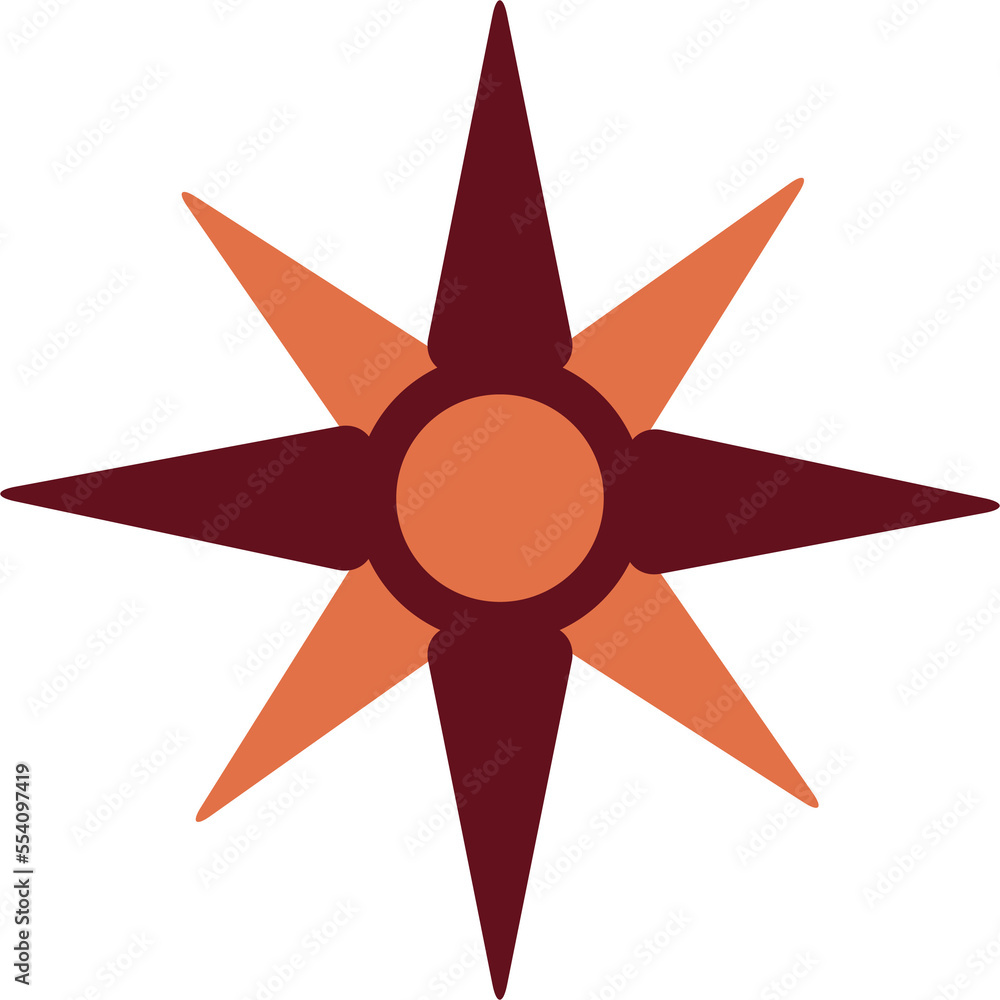 Navigational star semi flat color raster object. Full sized item on white. Compass rose. Celestial navigation. Simple cartoon style illustration for web graphic design and animation Navigational star semi flat color raster object. Full sized item on white. Compass rose. Celestial navigation. Simple cartoon style illustration for web graphic design and animation