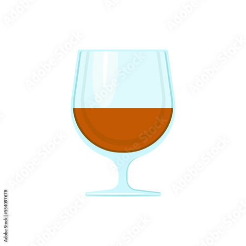 A glass of alcoholic drink. Vector object on a white background, Isolate.