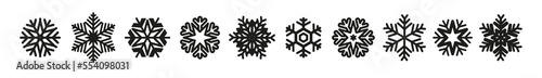 Large collection of snowflakes. Xmas decoration elements.