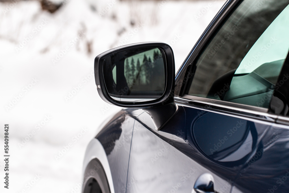 Rearview mirror of a modern car.