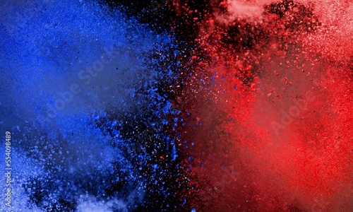 Blue and Red color powder explosion. Colored cloud. Colorful dust explode. Paint Holy. © BillionPhotos.com