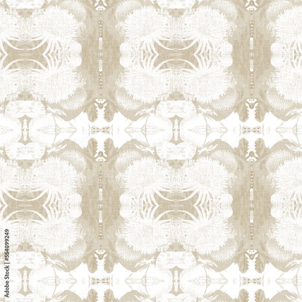 Ecru natural linen effect patterned coastal geo background. Seamless coastal blur cream cloth effect geometric mosaic effect. Beach cottage style fabric repeat. Ecru natural linen effect patterned coastal geo background. Seamless coastal blur cream cloth effect geometric mosaic effect. Beach cottage style fabric repeat.