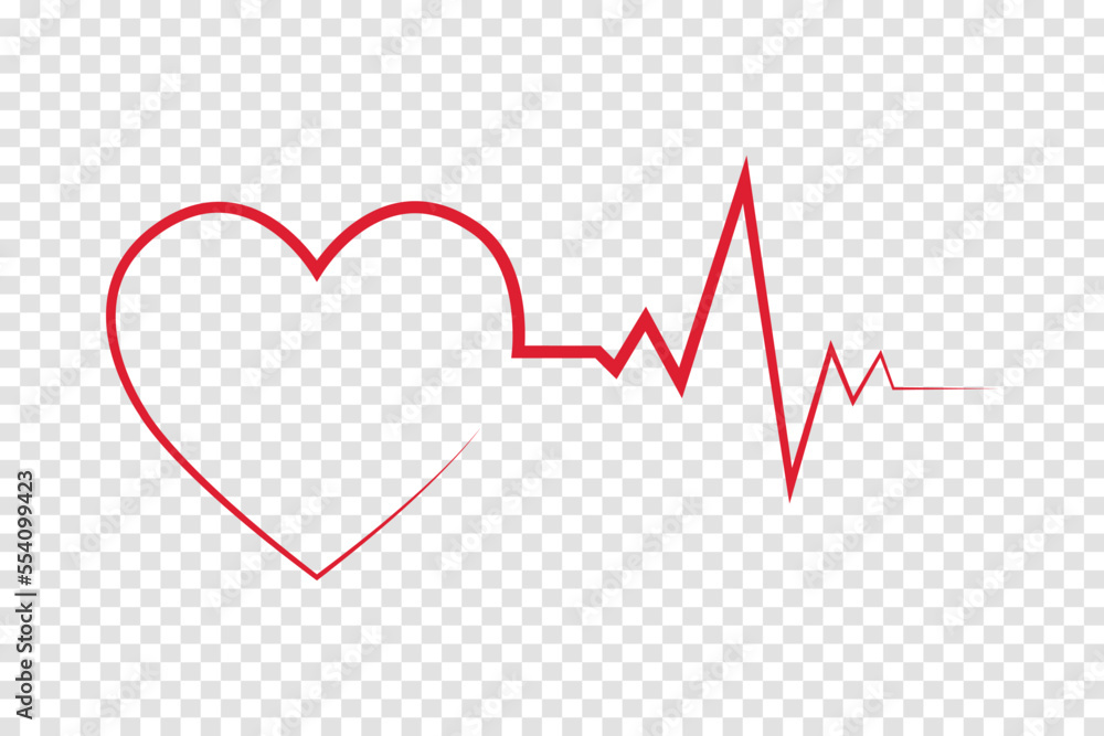 Flat heartbeat vector element with a heart shape. Flat heartbeat vector element with a heart shape.