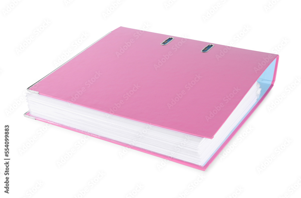 One pink office folder isolated on white One pink office folder isolated on white